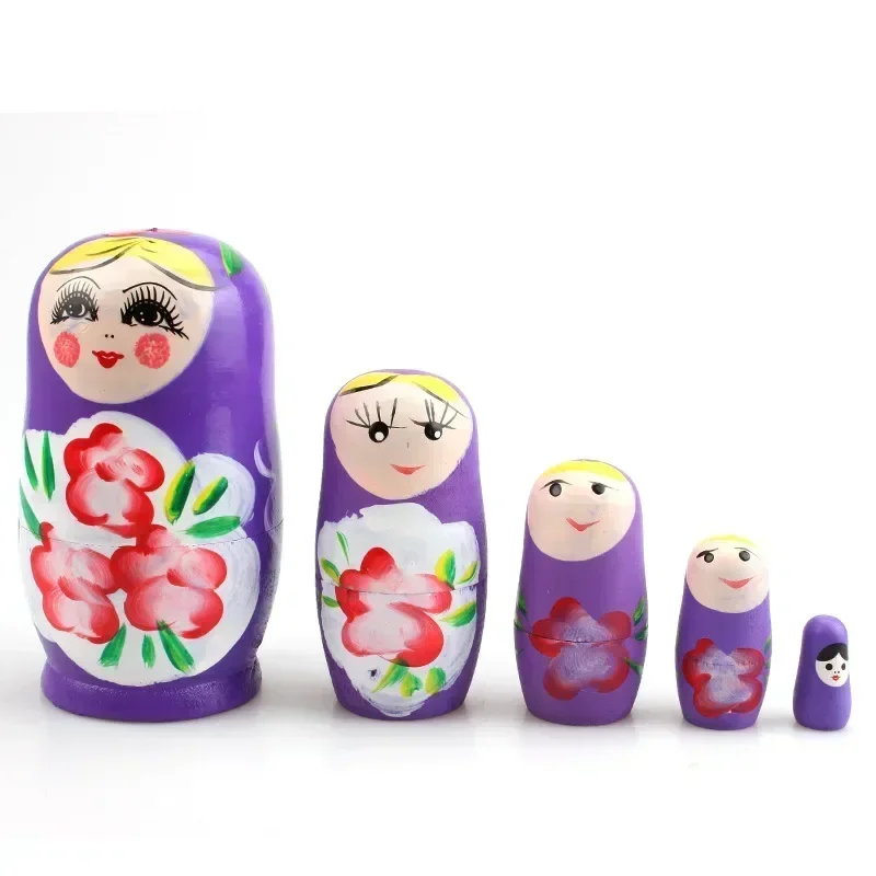 5-layer Painting Color Arts Handmade Toys Russian Wood Nesting Doll Hand-painted Crafts Wooden Toys for Children Decorative Doll