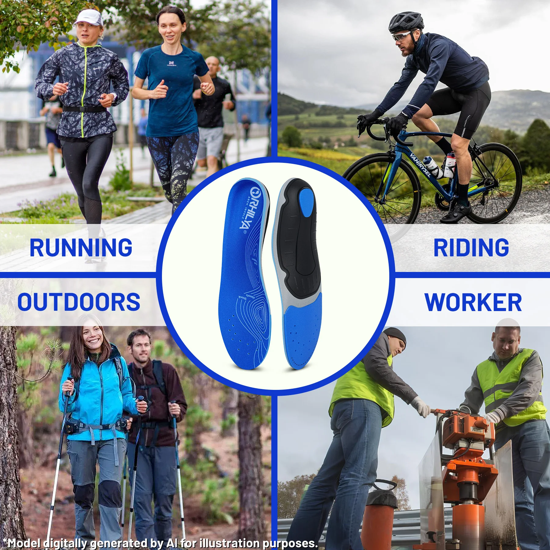 Plantar Fasciitis Pain Relief Men Orthotics Shoes Insole Arch Support Work Boot Inserts Flat Feet Women Heel Spur Absorb Shock