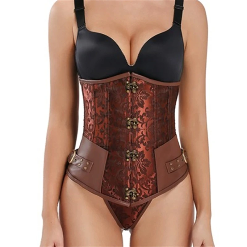 Korset Renaisans Pakaian Dalam Wanita Ikat Pinggang untuk Wanita Kostum Gotik Korset Istana Bagian Bawah Dada Atasan Bunga M6CD