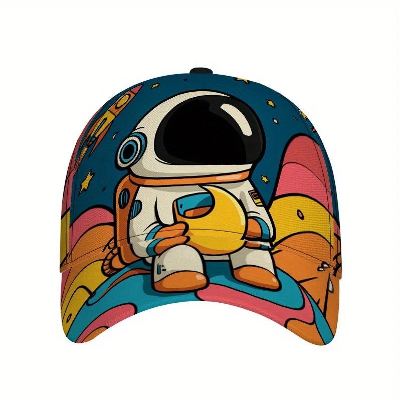 Cosmic Cartoon-Themed Snapback Baseball Cap a Lightweight Adjustable Hat Featuring a Full-Body Design Perfect for Outdoor