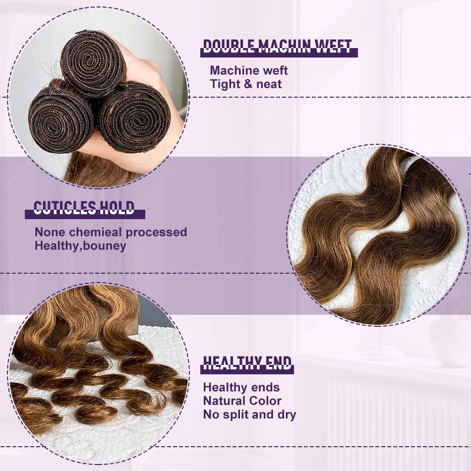 # 4/27 تسليط الضوء على الجسم موجة حزم البرازيلي تمديدات شعر ريمي أومبير العسل البني 100% الشعر البشري نسج الطبيعي حزمة 30 بوصة