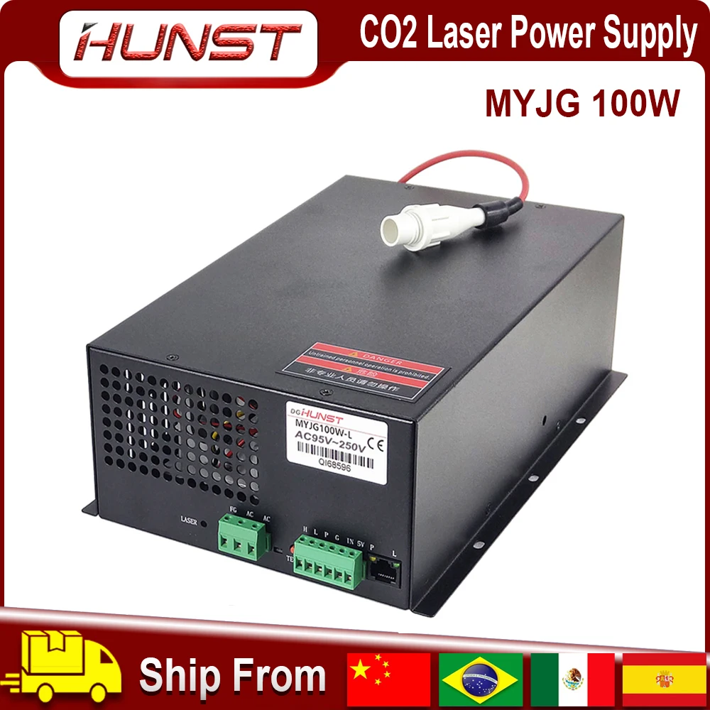 

HUNST CO2 Laser Power Supply MYJG 100W Supports 95~250V Voltage and is Used for 80-100W Laser Engraving and Cutting Machines.