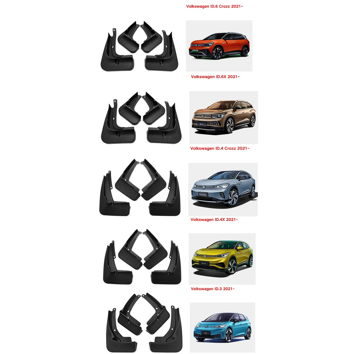 

Car Molded Mud Flaps For VW ID 3 ID 4X ID 4CROZZ ID 6X ID 6 CROZZ 2021 Splash Guards Mudguards Mudflap Car Accessories