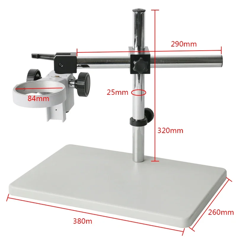 Big Size Adjustable Boom Table Working Stand Holder+84mm Ring Holder+25mm Multi-Axis Metal Arm For Trinocular Stereo Microscope