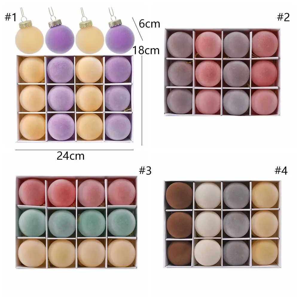 12 Uds. De bolas de Navidad flocadas de 6cm, adorno para Festival, colgante de bola de Navidad para mascotas, decoración colgante redonda reutilizable para árbol de Navidad