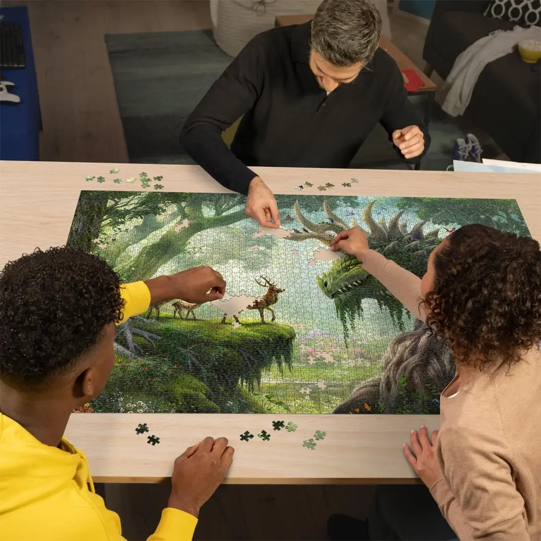 Puzzle en bois pour adultes, forêt magique, 1000/500/300 pièces, pour salle de jeux, chambre à coucher, fête, cadeau d'anniversaire, jeu stimulant
