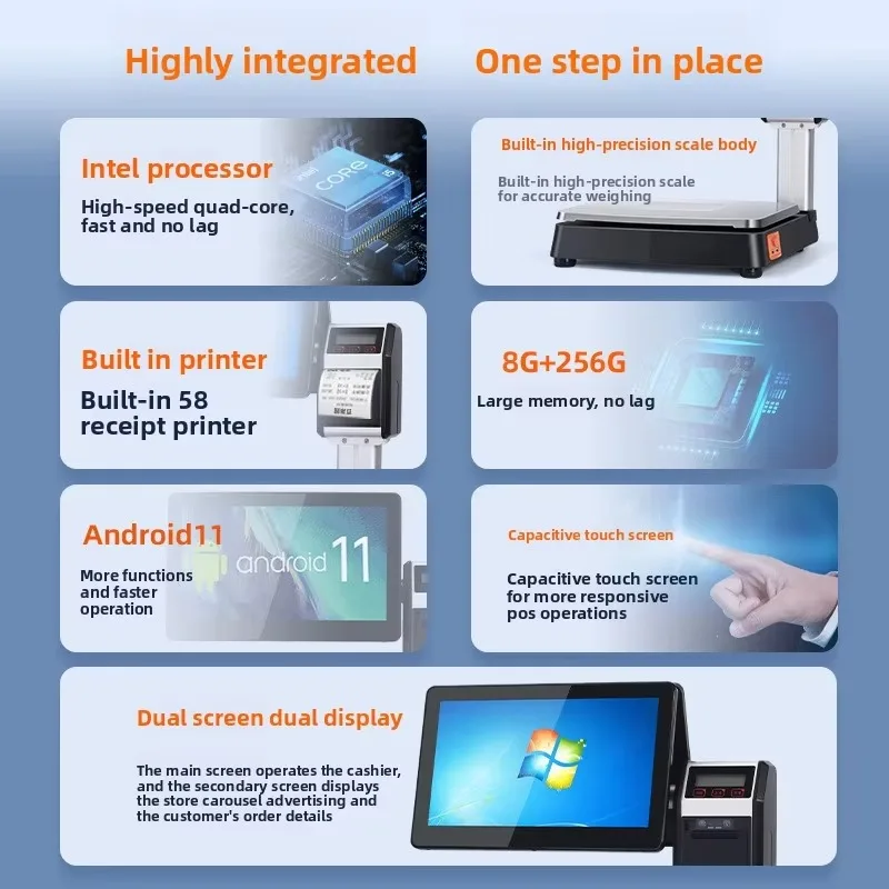 Intelligent Android-Based Weighing Cashier All-in-One Fruit Store Fresh Vegetable Cooked Food PC Scale Convenience Cash Register view 4