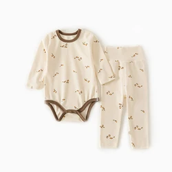 AYNIGIELL Spring and Autumn Baby Home Clothes Cotton Long Sleeve+Long Pants 2-piece Set 0-18 Months Baby Clothing Set