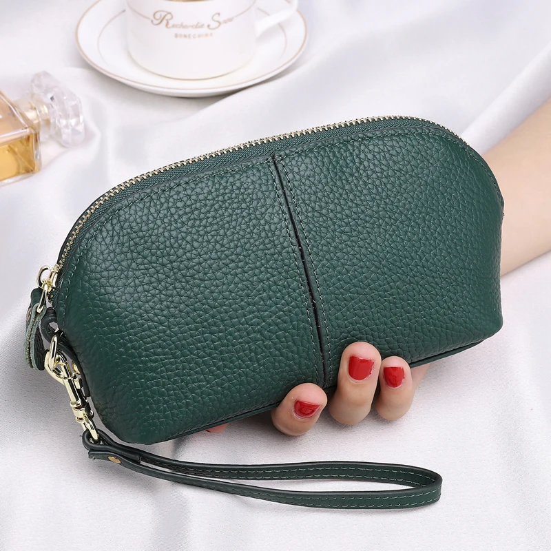

Genuine Leather Women's Clutch Wallet Zipper Purse Bags Wristlet Clutches Versatile Money Purses Phone Bag for Women