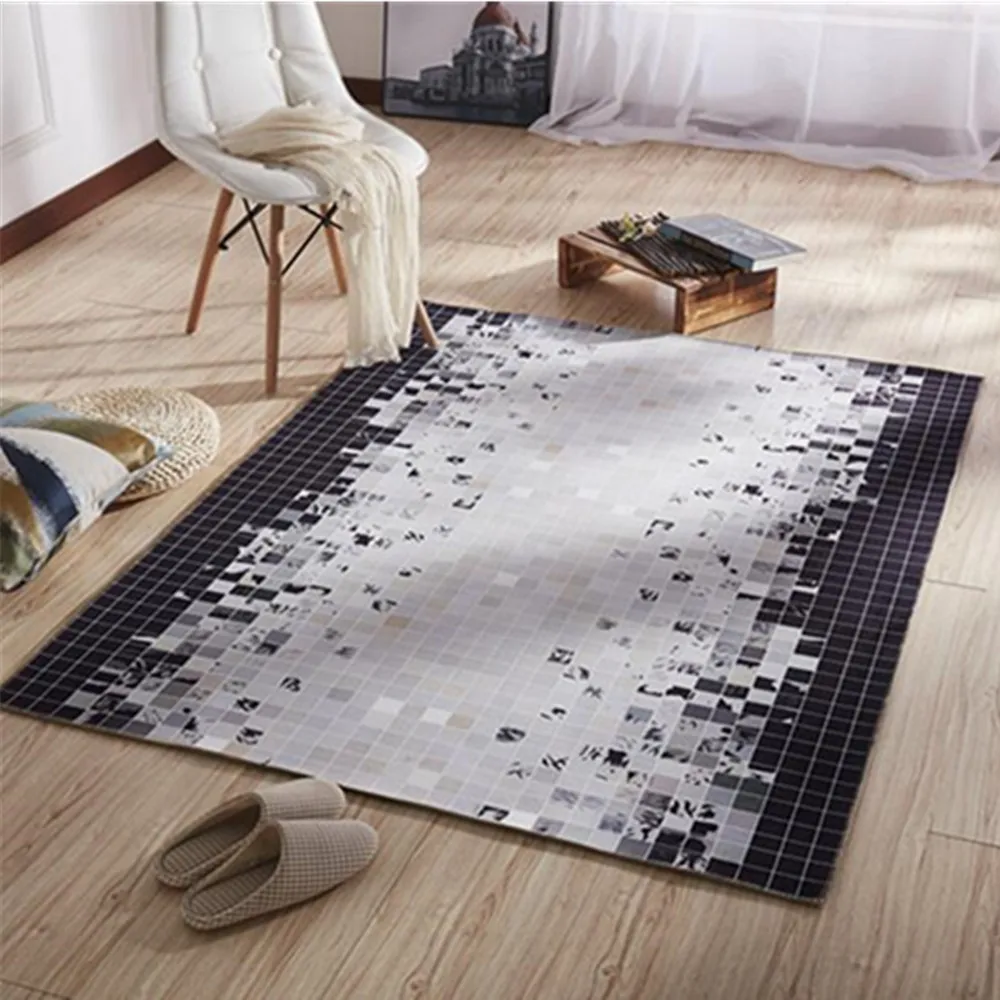 Nordic Super Large INS Soft Flannel Geometric black and white Rug thick living room Carpet play mat Non-slip rug blanket