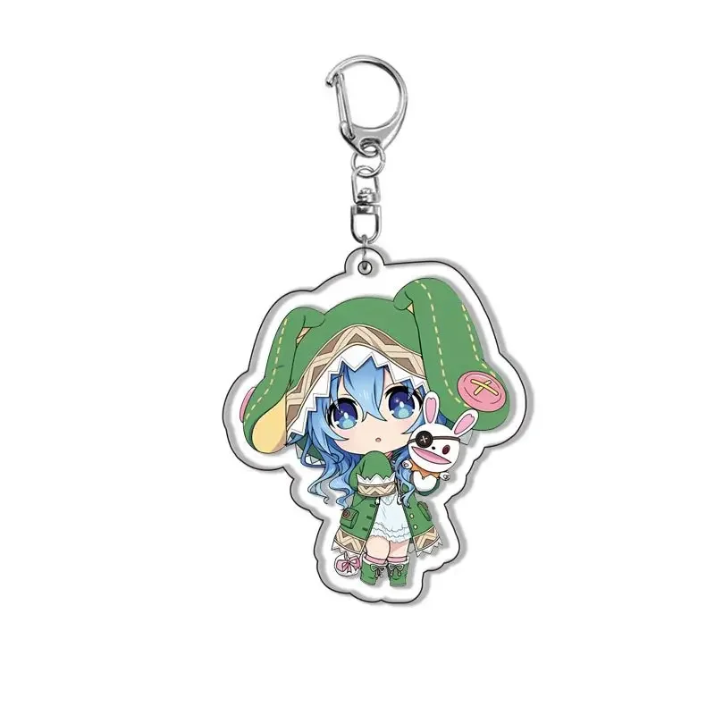 Anime DATE A LIVE Keychain Cartoon Figures Tokisaki Kurumi Yatogami Toka Himekawa Yoshino Car Keyring Cosplay Accessories Gift