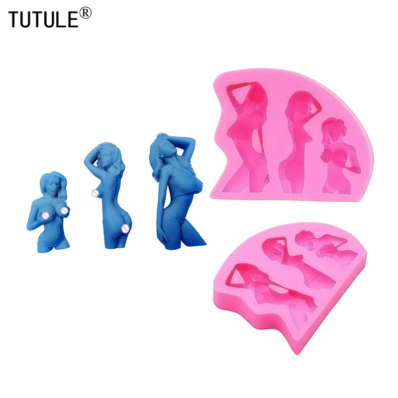 Beauty Female Lollipop ​Body Art Silicone Mold Polymer Clay Epoxy Resin Mold Shaker Keychain Hanging Decoration Icing Cake Mould