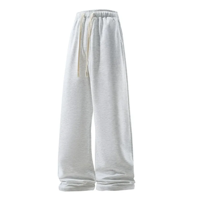 

KIDWHXR Spring Men Sweatpant Simple Solid Color Breathable Male Straight-leg Pant Elastic Waist Drawstring Sport Man Trousers