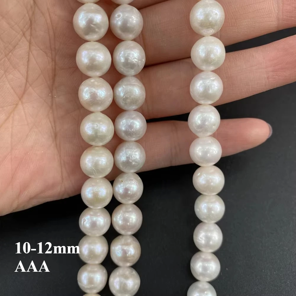 

10-12mm AAA Round Luxurious White Natural Freshwater Pearl Loose Sapcer Bead Jewelry Making DIY Necklace Bracelet Accessories