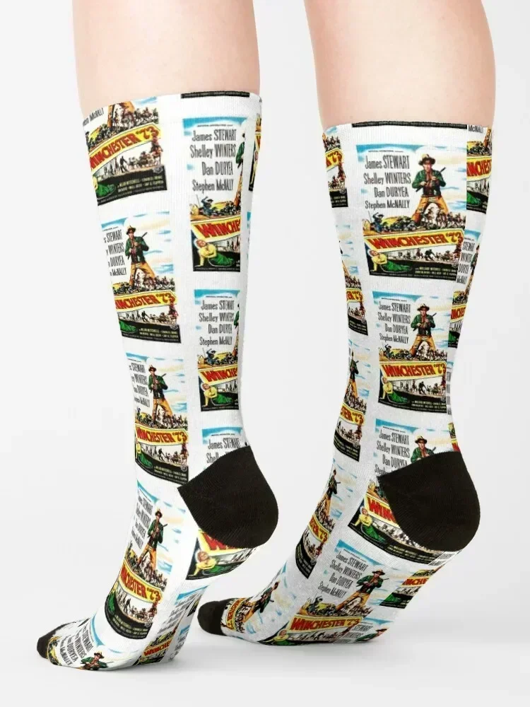 Winchester '73 (1950) Movie Poster Socks funny gift gym hiking winter thermal Luxury Woman Socks Men's