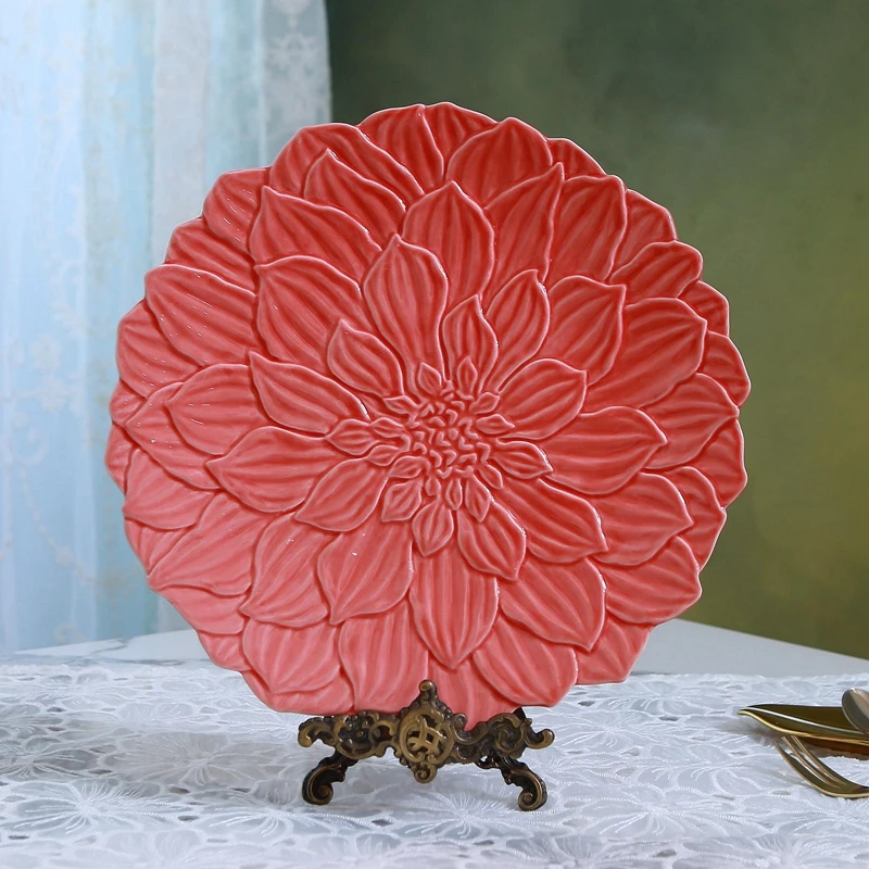 

Relief colored glazed ceramic dining plates, new Chinese style villas, clubhouses, home inns, homestays, and display plates