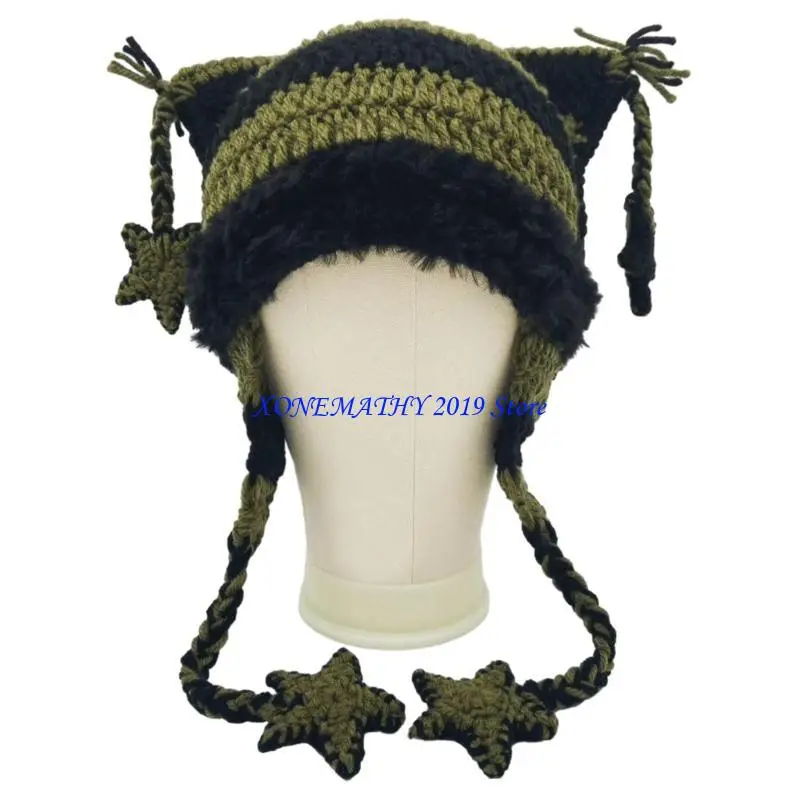 

F42F Негабаритная шляпа с котенком, новогодние украшения для вечеринки в честь Хэллоуина, праздничные выступления, полосатые