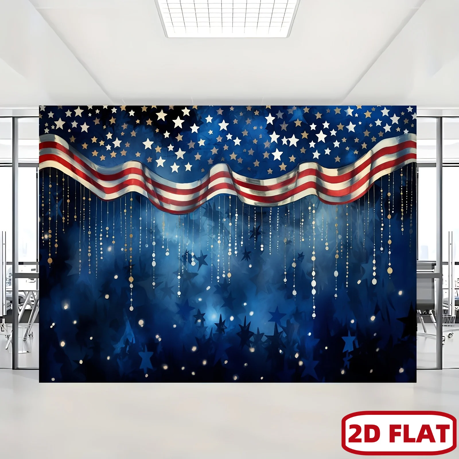 American Flag Stars Stripes Patriotic 2D Flat Tapestry Backdrop For 4th July Party Decor USA Wall Hanging Banner