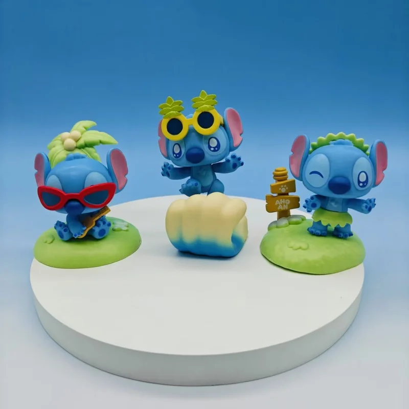 อะนิเมะ Stitch ตัวเลข Island Holiday Series 6 ชิ้น Surf Beach Mermaid ตกแต่งบ้านฮาวายตุ๊กตาของเล่นเครื่องประดับน่ารักของขวัญเด็ก