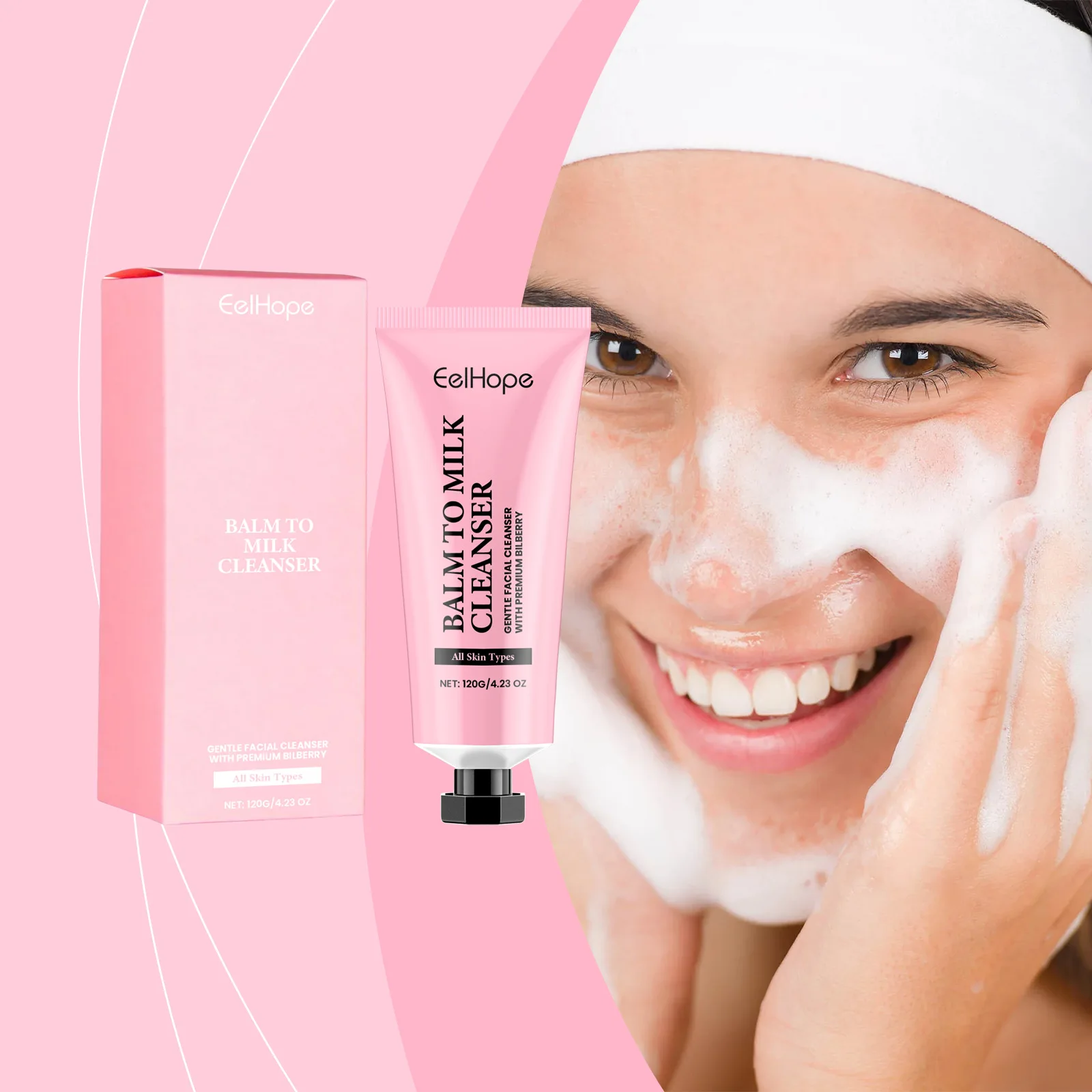 

Hydrating Milk Cleanser with Bilberry & Jojoba Oil, Gentle Foaming Face Wash 120g Deep Cleanse Without Tightness, All Skin Types
