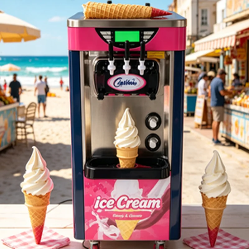 Fully Automatic Real Fruity Ice Cream Machine with 3 Flavors   Produces Soft Ice Cream Using Fruit Milk Frosty Texture