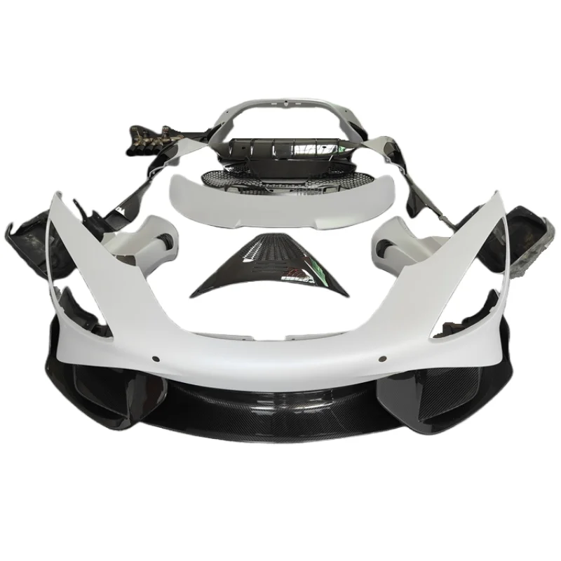 For McLaren 720S 765LT Style Carbon Fiber Body Kit New Condition Front Rear Bumpers Side Skirts Engine Hood Side Spoiler Clips