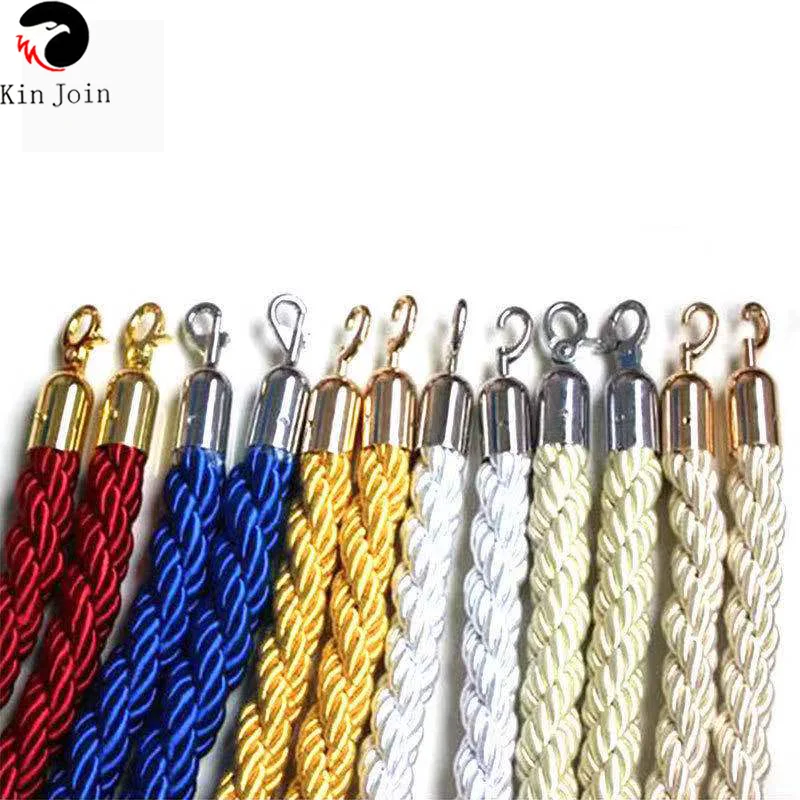 High Quality 1.5m Long Twisted Lining Barrier Rope,KINJOIN Flannel Sling For Welcoming Queuing Columns, Pole Fences, Stands