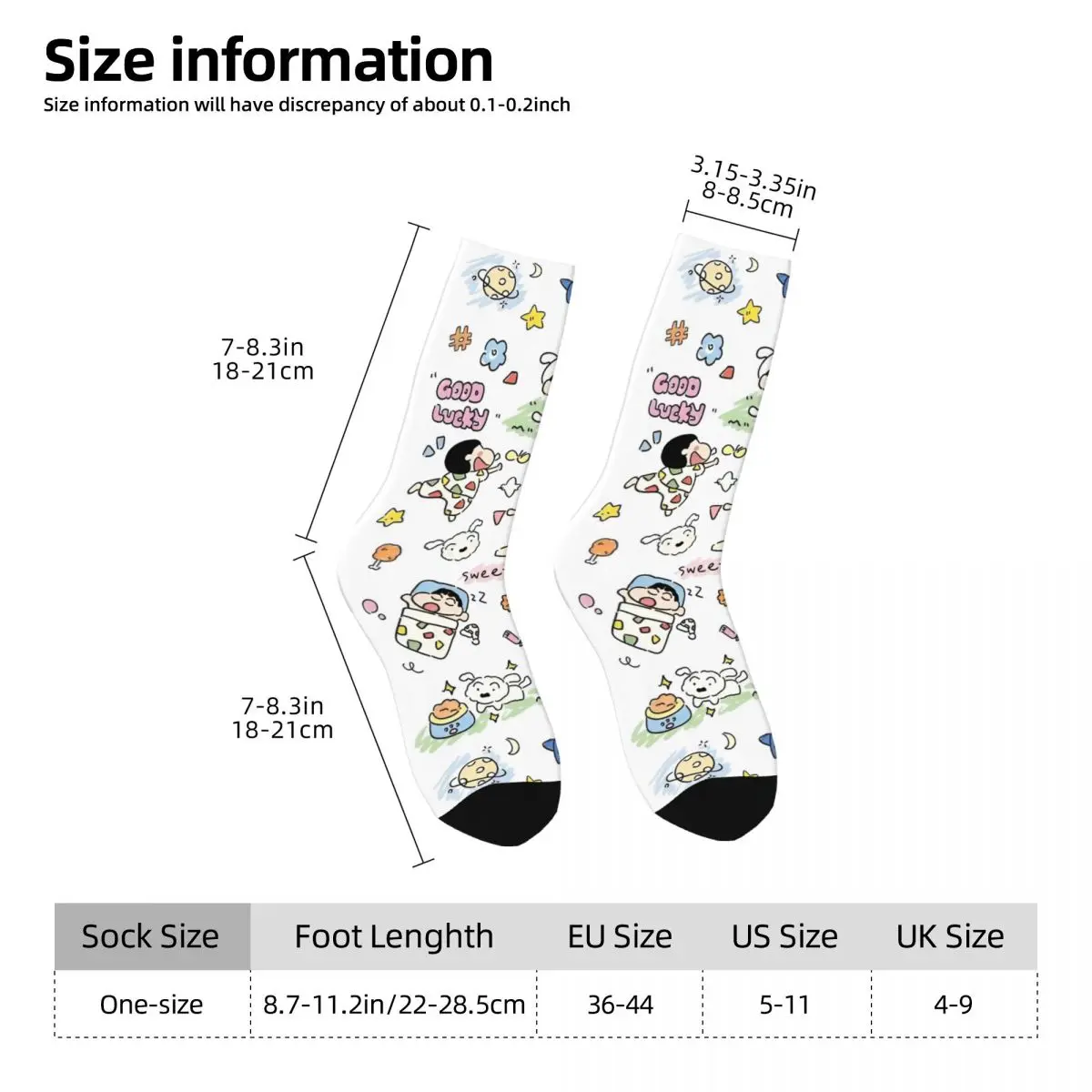 Crayon Shin-chan Happy Time Socks Men's Women's Japanese Anime Socks Harajuku Spring Summer Autumn Winter Middle Tube Stockings