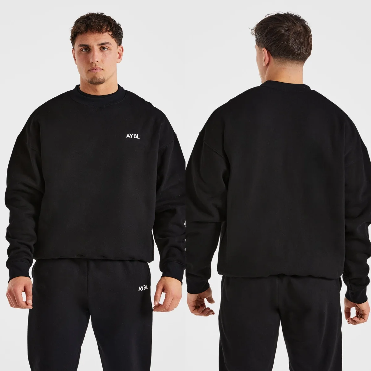 AY Rundhals-Pullover mit aufgedrucktem Logo auf der Brust, Grafikdruck, hochwertiger Luxus-Unisex-Stil für Männer und Frauen BL. – Detail 2