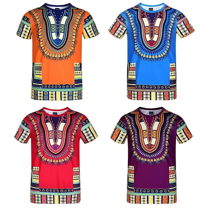 Summer Harajuku 3D Print African Dashiki Ethnic Patterns T Shirt For Men Kid Fashion Streetwear Tee Shirts Unisex Mens Clothing