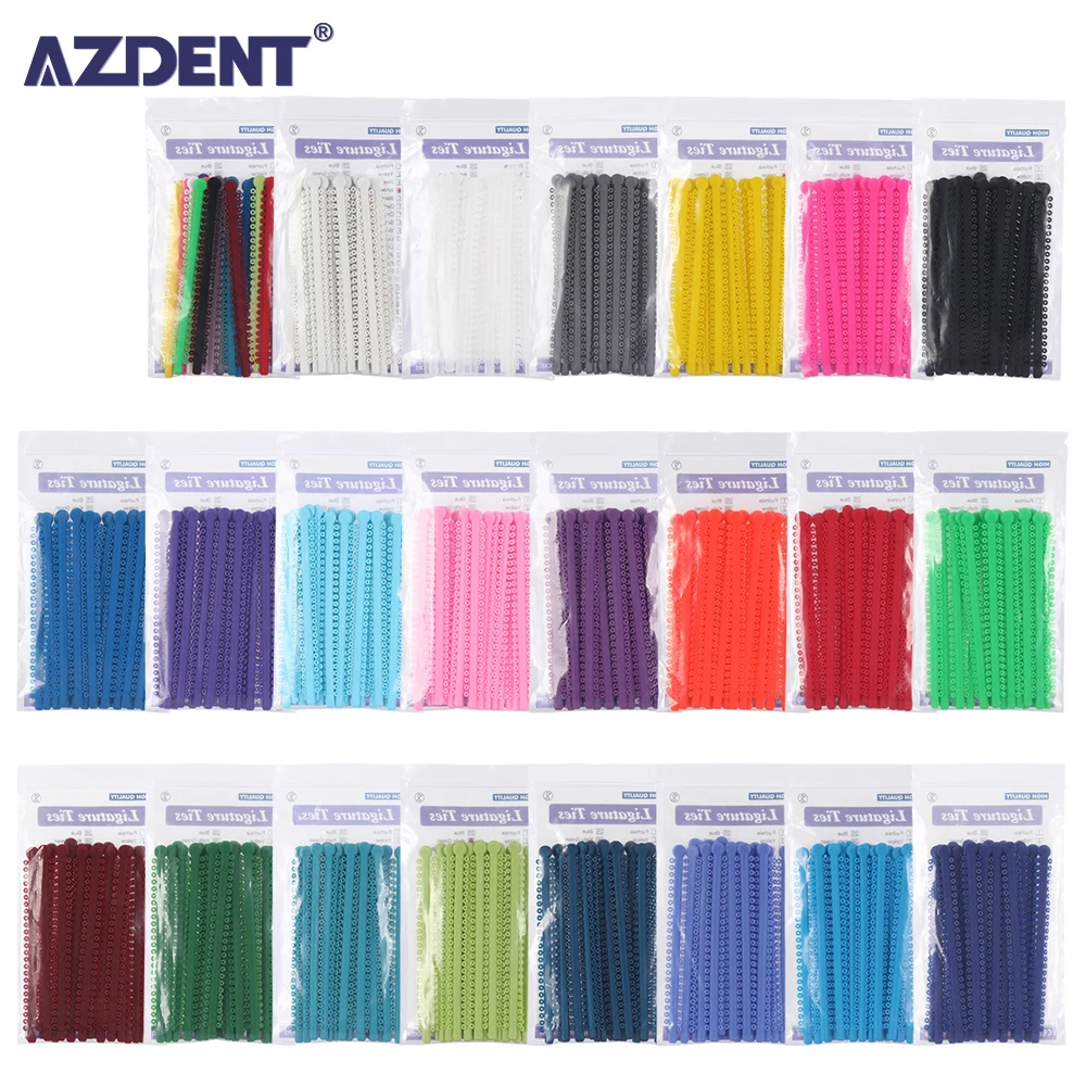 AZDENT-lazos elásticos para ortodoncia Dental, bandas coloridas para soportes, tratamiento de ortodoncia, 20 varillas, 1000