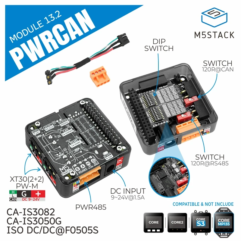 Официальный модуль M5Stack PWRCAN 13.2 с изолированным 2-канальным CAN и 1-канальным RS485