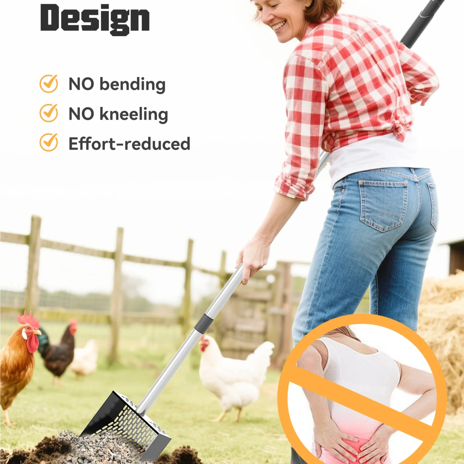 Extendable Scoop Sand Rake Chicken Poop Scooper Retractable Cat Litter Scoop Lightweight Sifting Chicken Coop Cleaning Tools