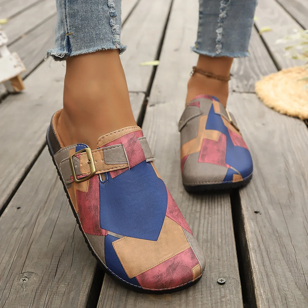 Frühling/Herbst Elegante Farbblockierte Street-Casual Mueller-Schuhe Modische Bestseller Neue Bequeme Übergrößen-Damenschuhe – Detail 7