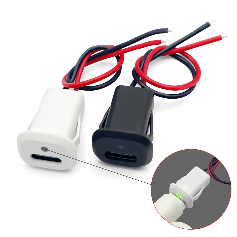 1/10PCS 2Pin 20V LED Lamp With IC USB C charging socket Direct Crimp lock plate TYPE-C Female Waterproof female connector Jack