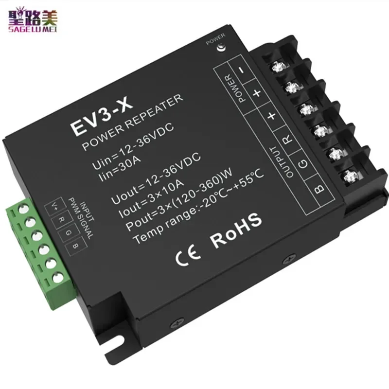 Imagem -03 - Tensão Constante de Potência Pwm Led Repetidor Única e Dupla Cor Rgb Cct cv Ev1-x 1ch 30a Ev3-x 3ch 10a Ev4-x 4ch 8a Ev5 5ch 5a