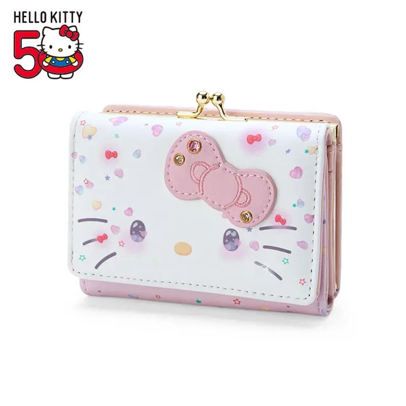 

Hello Kitty 50th Anniversary Hello Kitty Long Wallet Short Girl Heart Pink Zero Wallet Student Loli KT Accessories