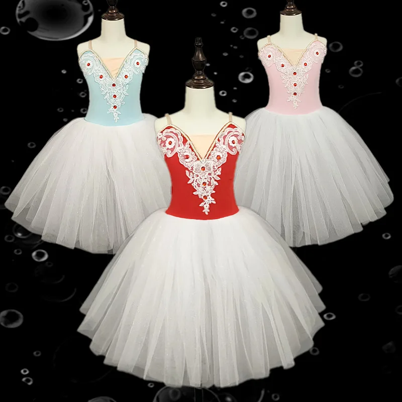 Robe de Ballet d'été pour enfants, vêtements pour filles, danse de princesse, Tutu blanc et rose, robes moelleuses, Costume de scène pour enfants