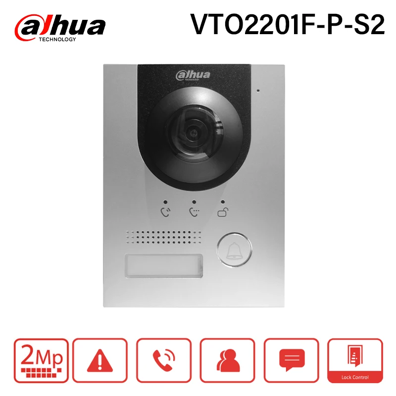 Dahua VTO2201F-P-S2 2mp poe vídeo porteiro fisheye campainha cam ip villa porta estação app desbloqueio remoto com alarme de violação rs485