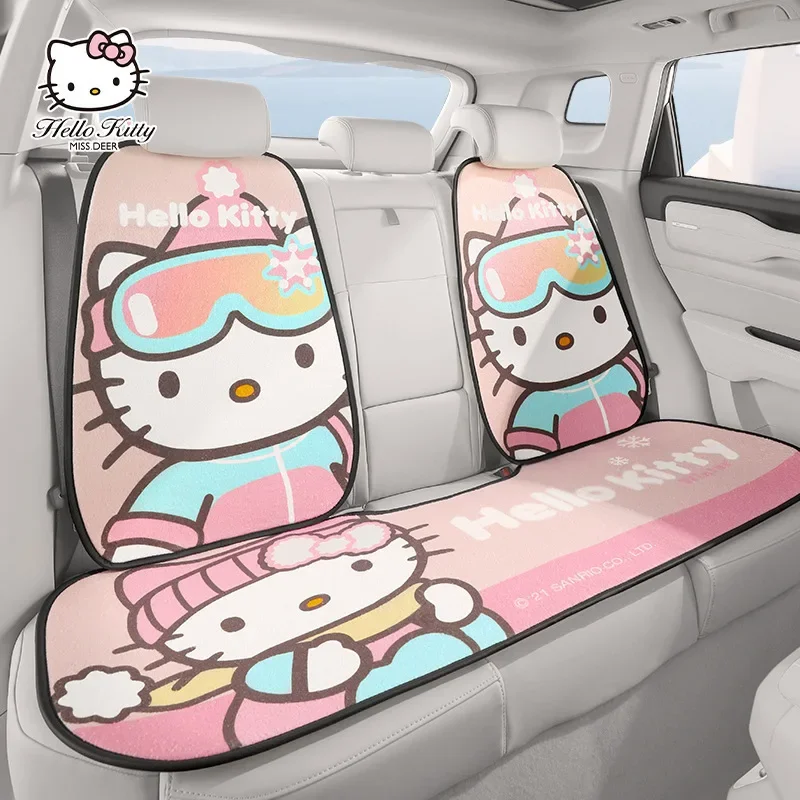 Kawaii Sanrio Car Plush Cushion Cushion Hello Kitty Cartoon Four Seasons Available Seat Protector Cute Car Decoration Gift