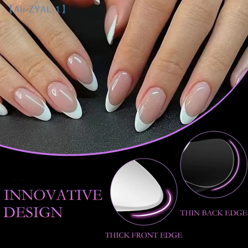 【ZYAL-1】120 szt. Tipsy do paznokci z pełną powłoką, wstępnie zaokrąglone, dociskane, sztuczne paznokcie do przedłużania, bez śladów, dla małych łóżek paznokci, 12 rozmiarów w pudełku