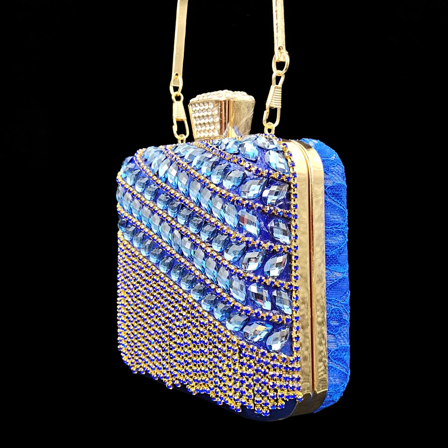 

2024 Nigeria Fashion Royal Blue Color Mini Handbag Ladies Party Bag Banquet Bag