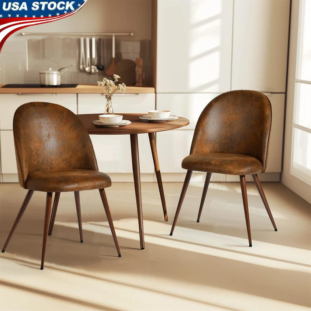 

Modern Upholstered Dining Chair Set of 2 Ergonomic Design Sturdy Walnut Legs Compact Comfortable Side Chairs Kitchen Living Room