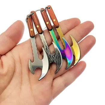 Swayboo 屋外キャンプミニ斧ステンレス鋼鋭い刃固定キーチアンナイフ開梱エクスプレスチタン EDC ツール屋外