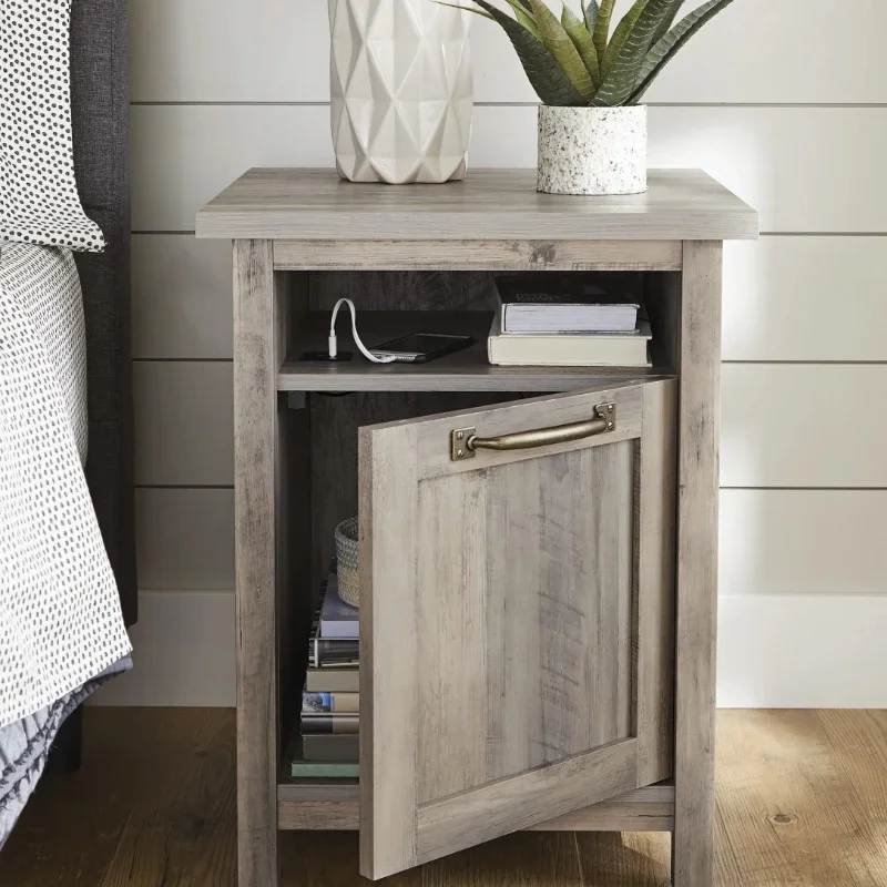 

Hot Sale.Rustic Gray Modern Farmhouse USB Nightstand.NEW