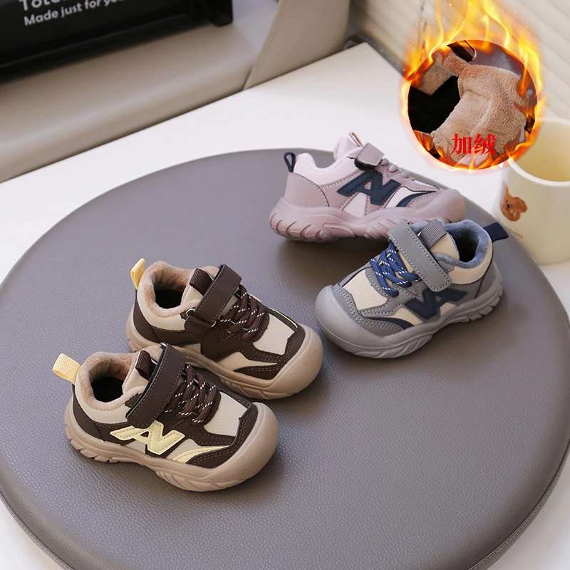 

Children's Sports Shoes Girls' Training Shoes 2025 Winter New Baby Shoes Boys' Soft Sole Thin Velvet Warm Casual Shoes 22-30