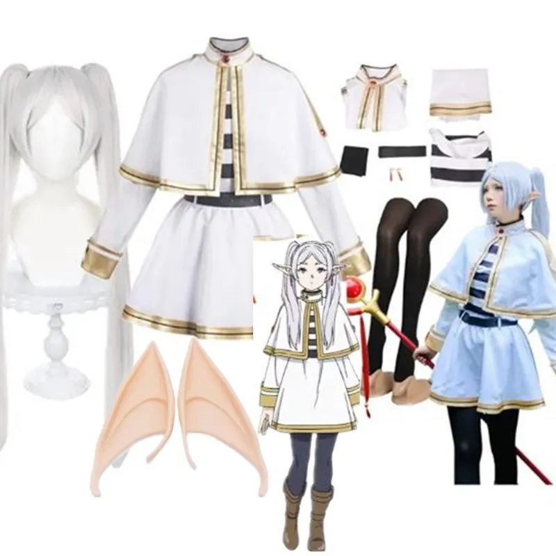 Anime Sousou No Frieren Cosplay Frieren Fantasy Costume Adult Women Coat Shirts Dress Wig Outfits Halloween Carnival Party Suit