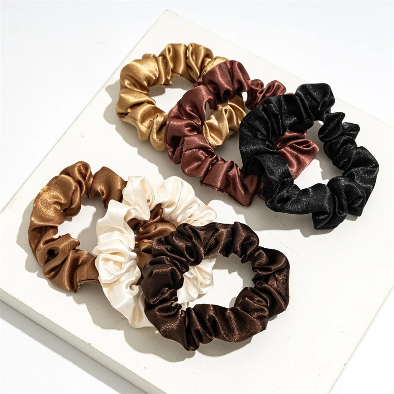 Women Silk Scrunchie Elastic Handmade Multicolor Hair Band Ponytail Holder Headband Hair Accessories 1PC Satin Silk Solid Color