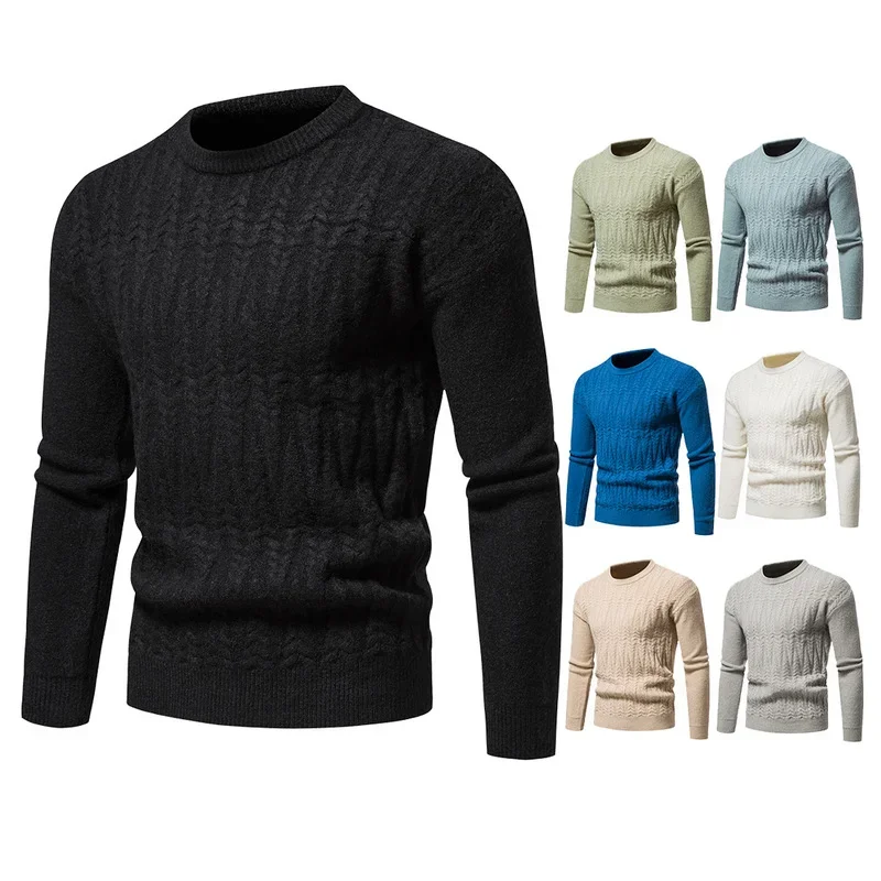 

High Quality New Men's Knitted Tops Slim Round Neck Pullover Sweaters Winter Youth Casual Men Clothing