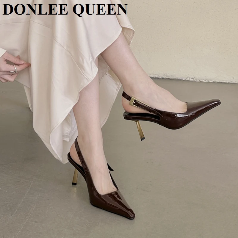 Fashion Pointed Toe Women High Heels 2024 Spring And Autumn New Royal Sister Style Sexy Thin Heels Pumps Shallow Mule Size 35-40